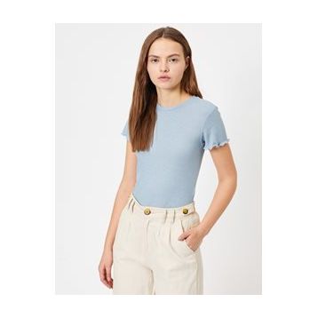 Koton Erkek Basic Kisa Kollu Bisiklet Yaka Tisört Lacivert 1YAM12136LK747XXL