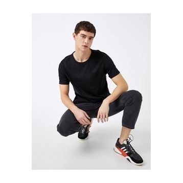 Koton Erkek Basic Kisa Kollu Bisiklet Yaka Tisört Lacivert 1YAM12136LK747XXL