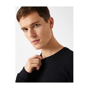 Koton Erkek Bisiklet Yaka Basic Uzun Kollu Kazak Siyah 1KAM91620GK999S