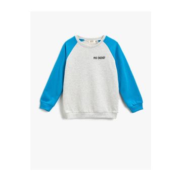 Koton Renk Bloklu Slogan Pamuklu Kapüşonlu Uzun Sweatshirt