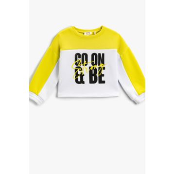 Koton Renk Bloklu Slogan Pamuklu Kapüşonlu Uzun Sweatshirt