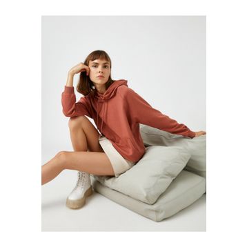 Koton TYC00044837889 Kırmızı Kapüsonlu Cepli Kadın Sweatshirt