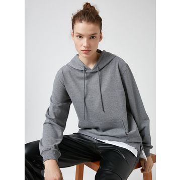 Koton TYC00044837889 Kırmızı Kapüsonlu Cepli Kadın Sweatshirt
