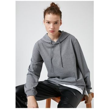 Koton TYC00044837889 Kırmızı Kapüsonlu Cepli Kadın Sweatshirt