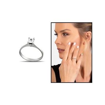 Kovan Starlight Diamond Pırlanta Montür Zarif Tasarım 925 Ayar Gümüş Kadın Tria Yüzük - Beyaz