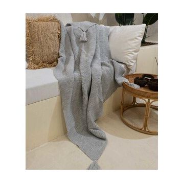 Koza Home 160x220 cm Miel Gri Kenarı Ponponlu Tek Kişilik Battaniye