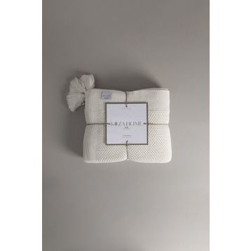 Koza Home 37102 130x170 cm Miel Krem Kenarı Ponponlu Tv Battaniyesi