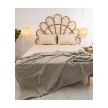 Koza Home 37110 200x220 cm Miel Vizon Kenarı Ponponlu Çift Kişilik Battaniye