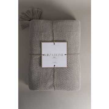Koza Home 37110 200x220 cm Miel Vizon Kenarı Ponponlu Çift Kişilik Battaniye