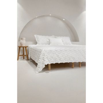 Koza Home 5031 Krem 230x250 cm Çift Kişilik Püsküllü 50x70 cm 2 Yastık Yatak Örtüsü