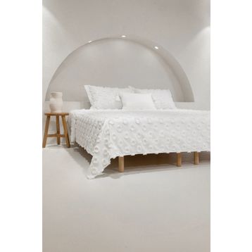 Koza Home 5031 Krem 230x250 cm Çift Kişilik Püsküllü 50x70 cm 2 Yastık Yatak Örtüsü