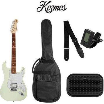 Kozmos KGP-STG20HSS-OWH Beyaz Elektro Gitar + UNIQUE-MINI-BK 10W Amfi Başlangıç Paketi
