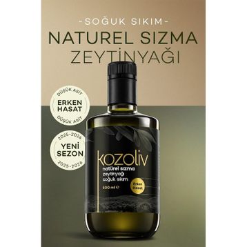 Kozoliv Cam Şişe 500 ml Erken Hasat Soğuk Sıkım Naturel Sızma Zeytinyağı