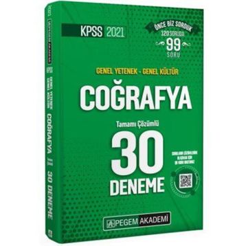 KPSS Genel Yetenek Genel Kültür Coğrafya Tamamı Çözümlü 30 Deneme 2021-Pegem Yayıncılık