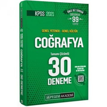 KPSS Genel Yetenek Genel Kültür Coğrafya Tamamı Çözümlü 30 Deneme 2021-Pegem Yayıncılık