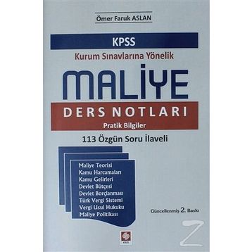 KPSS Kurum Sınavlarına Yönelik Maliye Ders Notları - Ömer Faruk Aslan
