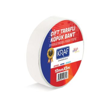 Kraf 12 mm 5 mt Çift Taraflı Köpük Bant
