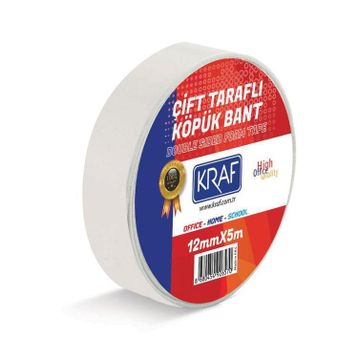 Kraf 12 mmx5 m Çift Taraflı Köpük Bant