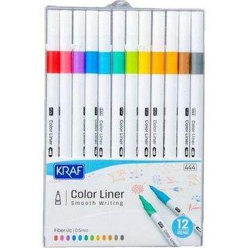 Kraf 12 Renk Color Liner Kalem Seti