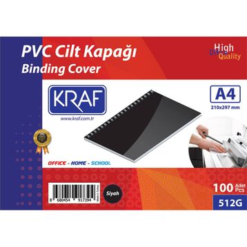 Kraf 512G 160 Mikron 100 Adet Siyah Cilt Kapağı