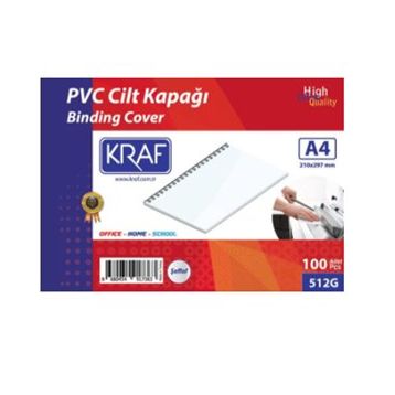 Kraf 512G A4 100'lü Şeffaf Cilt Kapağı