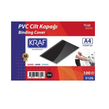 Kraf 512G A4 100'lü Siyah Cilt Kapağı