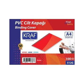 Kraf 512G Kırmızı A4 100'lü Cilt Kapağı