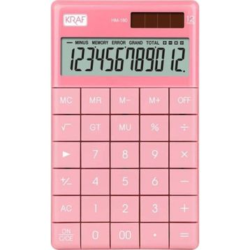 Kraf HM-180 PK Pembe 12 Hane Masaüstü Hesap Makinesi