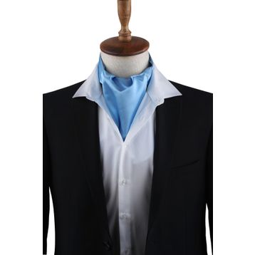 Kravatkolik K569 Açık Mavi Düz Ascot Erkek Fular