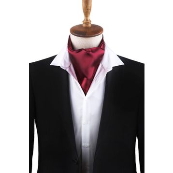 Kravatkolik K571 Bordo Düz Ascot Erkek Fular