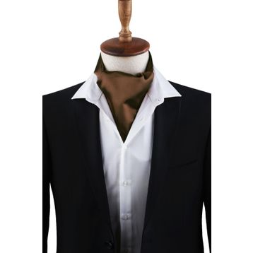 Kravatkolik K572 Kahverengi Düz Ascot Fular