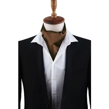 Kravatkolik K572 Kahverengi Düz Ascot Fular