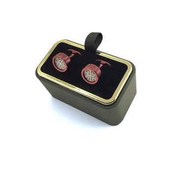 Kravatkolik KD1184 Vişne Çürüğü Renk Yuvarlak Kol Düğmesi