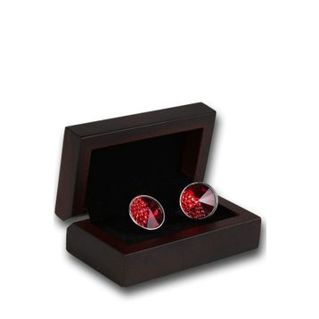 Kravatkolik KD1246 Gümüş Kırmızı Taşlı Kol Düğmesi