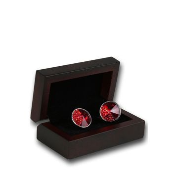 Kravatkolik KD1246 Gümüş Kırmızı Taşlı Kol Düğmesi
