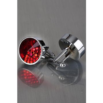 Kravatkolik KD1246 Gümüş Kırmızı Taşlı Kol Düğmesi