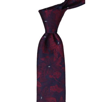 Kravatkolik KK9615 Bordo Lacivert Çiçek Desen Mendilli Klasik Kravat