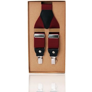 Kravatkolik PAN53 Bordo Renk Deri Bağlantılı Erkek Pantolon Askısı