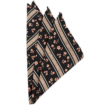 Kravatkolik SPS141 Siyah Motif Baskılı İpek Mendil