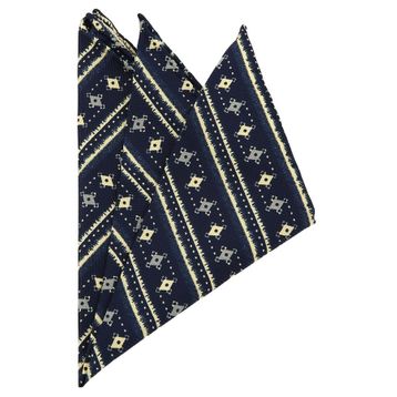 Kravatkolik SPS150 Lacivert Motif Baskılı İpek Mendil