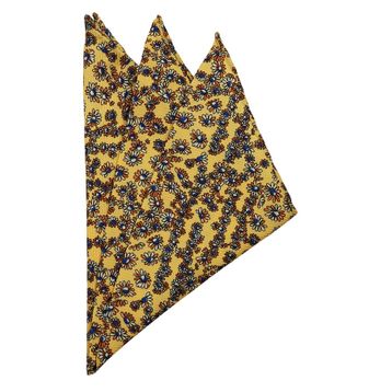 Kravatkolik SPS258 Sarı Motif Baskılı İpek Mendil
