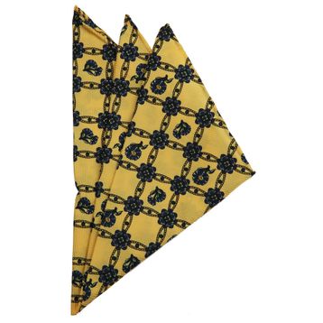 Kravatkolik SPS286 Sarı Motif Baskılı İpek Mendil