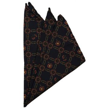 Kravatkolik SPS312 Lacivert Motif Baskılı İpek Mendil