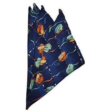 Kravatkolik SPS332 Lacivert Motif Baskılı İpek Mendil
