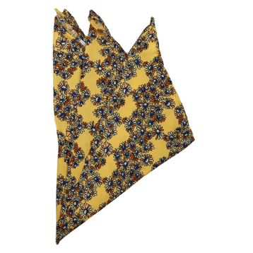 Kravatkolik SPS333 Sarı Motif Baskılı İpek Mendil