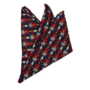 Kravatkolik SPS351 Lacivert Motif Baskılı İpek Mendil