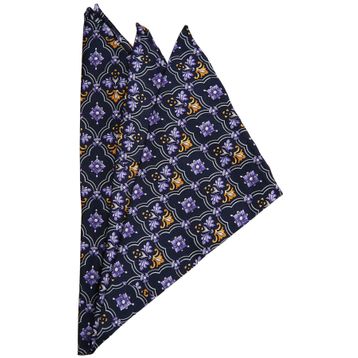 Kravatkolik SPS363 Lacivert Motif Baskılı İpek Mendil