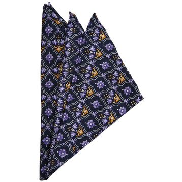 Kravatkolik SPS363 Lacivert Motif Baskılı İpek Mendil