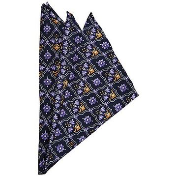 Kravatkolik SPS363 Lacivert Motif Baskılı İpek Mendil