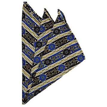 Kravatkolik SPS373 Sarı - Lacivert Motif Baskılı İpek Mendil